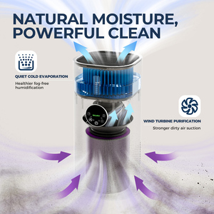 Máy lọc không khí tạo độ ẩm không phun sương với bộ lọc than hoạt tính <span class=keywords><strong>HEPA</strong></span>, máy lọc không khí yên tĩnh 2 trong 1 cho phòng trẻ em và vật nuôi - Product Image 2