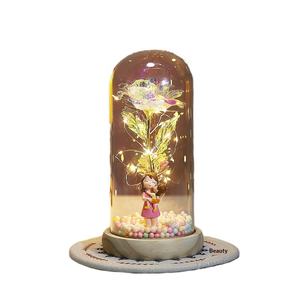 Cúpula de Cristal con Flores Preservadas, Rosa Dorada, Regalo Creativo para el Día de la Madre, 8 de Marzo (Día de la Mujer), Día del Padre - Product Image 5