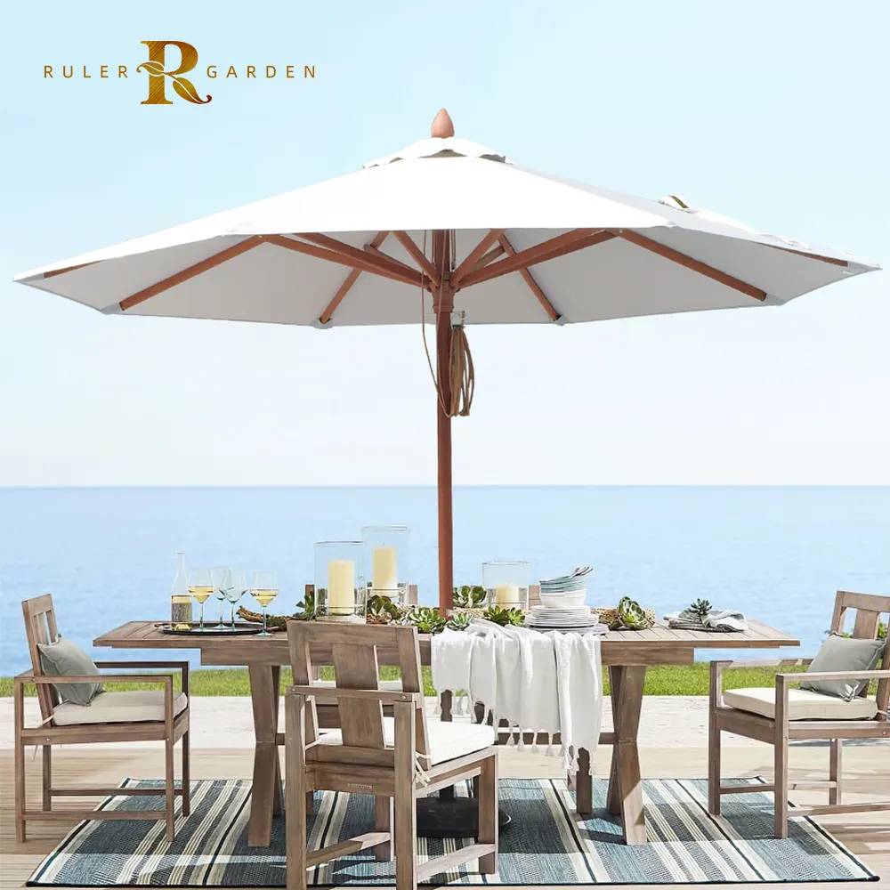 맞춤형 정원 레스토랑 카페 호텔 양산 우산 방수 패브릭 접이식 파라솔 파티오 우산 및 기지