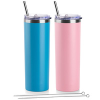 Mug isotherme en acier inoxydable à double paroi de 20 oz/600 ml, revêtement poudré, gravure laser, impression UV, gobelet mince