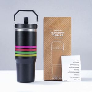 Durable <b>Large</b>-capacity Portable Handle 304 Stainless Steel Thermos Cup with 12-24 Hours Thermal Insulation Straw for Home Use - Product Image 2