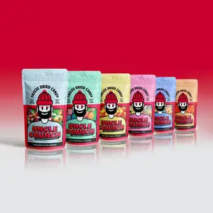Bolsas Stand Up Doypack de goma liofilizada, sacos Mylar impressos personalizados para doces liofilizados, embalagem com janela
