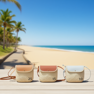 Borsa a Tracolla in Finta Rafia 25x25x6cm, Borsa da Donna Stile Estivo - Product Image 2