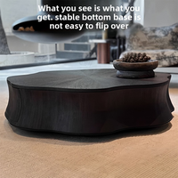 Table basse sculpturale moderne en forme de fleur, grain de bois noir, pour salon, hôtel, salle de séjour