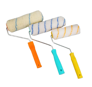 Brocha de pintura profesional de grado industrial al por mayor con cerdas de espuma, mango triangular, 4 años de garantía, rayas azules/amarillas - Product Image 1