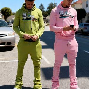 ชุดวอร์มลำลองพิมพ์ลายโลโก้สำหรับผู้ชาย แบบสลิมฟิต สองชิ้น เสื้อฮู้ดและกางเกงขายาว - Product Image 2