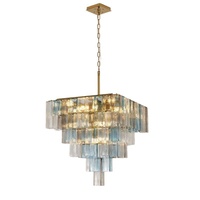 Lustre en verre de style français, corps doré LED, éclairage vintage luxueux et opulent pour villas, salons, salles à manger