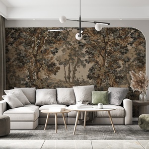 <span class=keywords><strong>Carta</strong></span> da <span class=keywords><strong>Parati</strong></span> Murale Personalizzata Impermeabile per Decorazione Domestica, Paesaggio Vintage con <span class=keywords><strong>Alberi</strong></span> e Foresta in Beige - Product Image 3