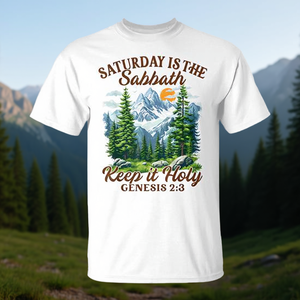 Sábado es el día del Sábado, manténlo sagrado, camiseta con diseño de montaña, Génesis 2:3 - Product Image 3