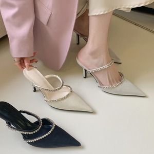 Luxury Custom Grace Pointed Head Women's High Heel Sandals Summer Fashion Stiletto Party <b>Pumps</b> With Fur Upper Rhinestone Heels - Product Image 4