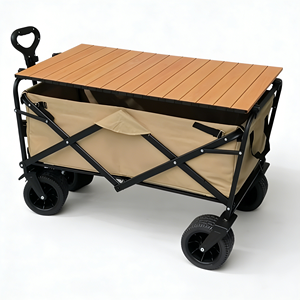 Vagoneta Plegable Premium para Camping con Mesa de Madera, Carrito Utilitario Seguro con Base Antivuelco para <span class=keywords><strong>Playa</strong></span> y <span class=keywords><strong>Arena</strong></span> - Product Image 1