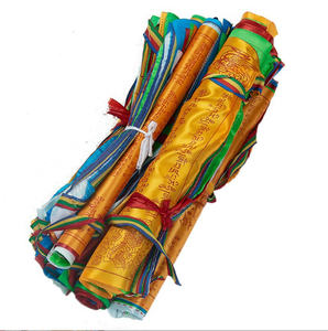 Diez en uno cinco colores 28*35 Cm viento tranquilo caballo satén <span class=keywords><strong>bandera</strong></span> tibetana budista banderas de oración para presentación - Product Image 4