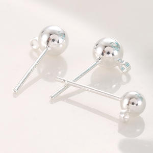 Aiguille en argent 925 avec anneau suspendu Boucles d'oreilles en haricot Boule ronde Accessoires en cuivre Diy E - Product Image 2