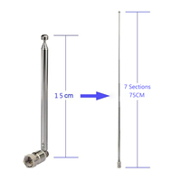 Antenne télescopique pour émetteur FM 88-108 MHz, radio de diffusion 88-108 MHz, usage domestique, 75 ohms