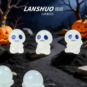 Poupée fantôme de dessin animé qui brille dans le noir, ornements miniatures en résine pour Halloween, bijoux DIY, porte-clés, pendentifs - Product Image 5