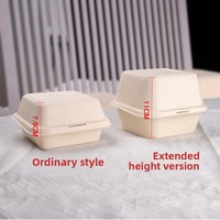 Boîte à lunch jetable biodégradable en pâte à papier, compatible micro-ondes, pour desserts, tiramisu, emballage bento, hamburger, gâteau, avec gaufrage