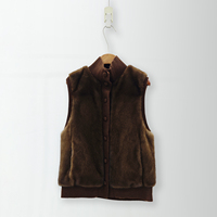 Damen Braune Nerzpelzweste Samt Nerz Ganzfell Gestrickter Rand Winter Boutique Oberbekleidung