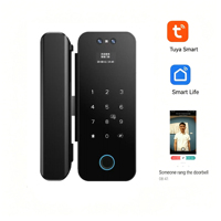 Serrure de porte en verre intelligente WiFi Tuya E186 avec déverrouillage à empreinte digitale, mot de passe, carte, application et télécommande, corps en alliage d'aluminium, OEM ODM