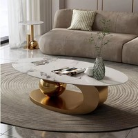 Nouvelle conception 2026, quantité minimale de commande 30 pièces, vente en gros d'usine, table basse en marbre naturel de luxe léger au design italien