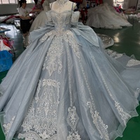 Robe de bal de jardin Xss44 Mexique, bleu poussière, robe de Quinceañera élégante, avec appliques en dentelle, à volants, longueur ras du sol, robe de soirée Jancember
