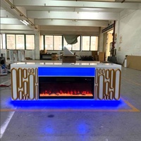 2026 Moderner Weißer Luxus-TV-Ständer aus Holz mit Beheiztem Elektrischem Kamin & Bluetooth-Lautsprecher für Wohnzimmer-Möbel