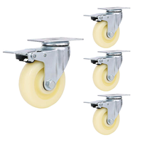 Roues pivotantes industrielles en nylon PP personnalisées de 1,5 pouce, 2 pouces, 2,5 pouces, 3 pouces, 4 pouces, 5 pouces avec frein