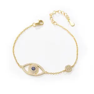 Argent Sterling 925 Devil Eye Bracelets Femmes Dainty Cubic Zirconia Link Chain Bracelet Blue Eye Bijoux Cadeau
