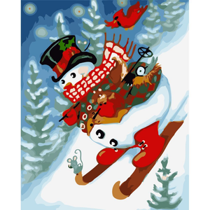 Kit Pittura Fai da Te Albero di Natale e Pupazzo di Neve, Pittura Acrilica Impermeabile su Tela, Facile da Dipingere, Kit Pittura per Albero di Natale con Numeri, Decorazione Casa - Product Image 2