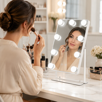 Miroir de maquillage LED OEM Hollywood à 9 ampoules avec fonction de rotation à 360° et mémoire pour coiffeuse et chambre à coucher