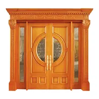 Super Luxury Carving Glass Hotel Lobby Entrance Door Villa Wood Door Design Security Door Price