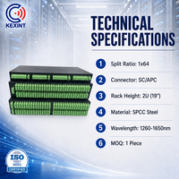 KEXINT 1x64 SC/APC Fiber Optic PLC Splitter 2U 19 Inch Rack Mount ODF Patch Panel untuk Distribusi FTTH & Pusat Data