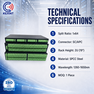 KEXINT 1x64 SC/APC Glasfaser-PLC-Splitter 2U 19-Zoll-Rack-Montage ODF-Patchpanel für FTTH & Rechenzentrum-Verteilung - Product Image 3