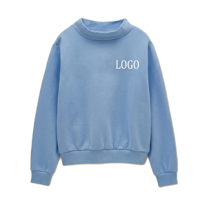 Sweat-shirt surdimensionné pour femmes, 100% coton, broderie sur le devant, épaules tombantes, col roulé, pull personnalisé avec logo, sweat-shirt d'hiver - Product Image 1