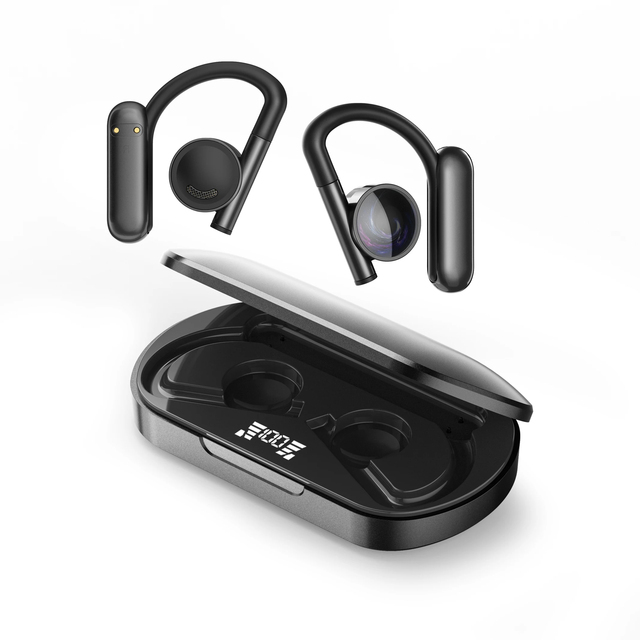 Sport Earbuds Led Power Display Stereo Hook Earphones Blue Tooth 5.3 True Wireless OWS ENC Earbuds