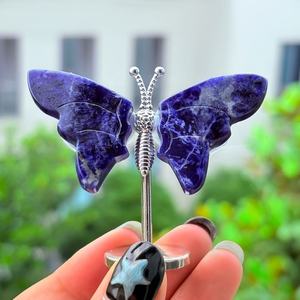 Vente en gros d'ailes de papillon en cristal naturel de haute qualité, matériaux mixtes, sculptures d'animaux en cristal de guérison pour cadeau et décoration - Product Image 4