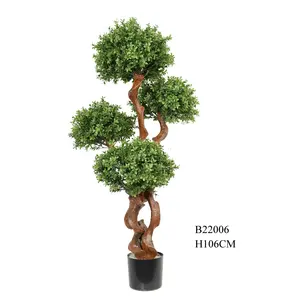 Artificial Plants Boxwood Spiral Topiary Blooming Faux Conifer Trees Shrubs UV Resistant Bushes Potted In Plastic Pot In/Outdoor