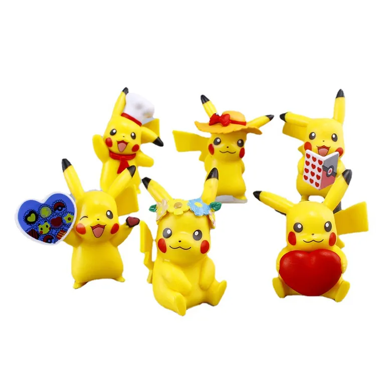 Personaje de anime japonés Pikachu figura adornos 6 estilos pokemoned figura de acción para niños