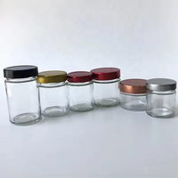 Frasco de vidrio Ergo de pedernal cilíndrico de 100 ml, 70 mm con tapa de lengüeta profunda de Metal negro, tapa abatible Para hierbas, especias, Chutney, pasta, salsa