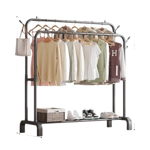 Nuovo Design: Stendibiancheria in Metallo <span class=keywords><strong>da</strong></span> Terra con Base in PP, per Interni/Esterni, Antiruggine, con Doppia Asta, Porta Cappotti e Stendino - Product Image 1