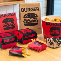 Boîtes à hamburger, frites et poulet frit personnalisées en carton biodégradable avec logo, pour restauration rapide, avec finition bronzée