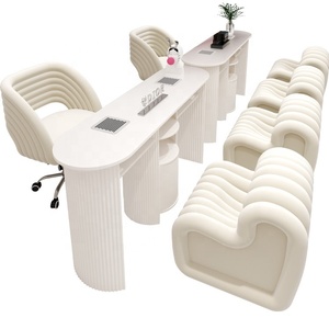 Modern Marble Cream Style Salon Nail Art <strong>Desk</strong> Table with Built-in High Power <strong>Hoover</strong> No Dust Leakage Commercial Furniture - Product Image 1
