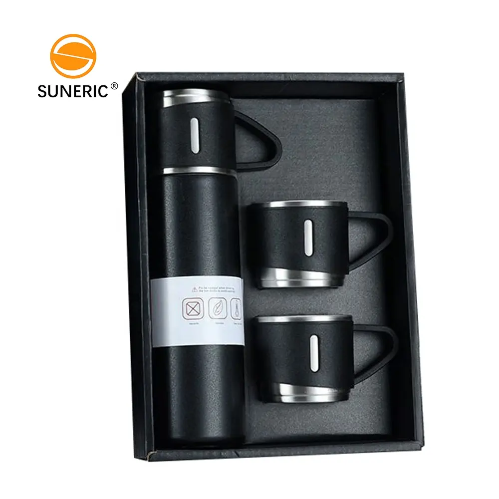 Thermos Vacuum Flask Mug Thermal Cup Gift Set 304 Stainless Steel Tumbler Coffee Cup With 3 Lid