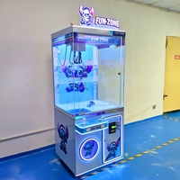 Machine à griffes commerciale en gros, à monnayeur, avec éclairage LED néon coloré, jeu de pêche de jouets à prix pour boutiques de cadeaux et salles d'arcade