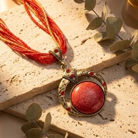 Collier ras du cou bohème ethnique avec pendentif rond, perles tissées, pour femme, vente en gros, bijoux fantaisie, accessoire, coffret cadeau, ensemble bohème