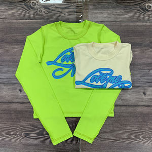 Camiseta Vintage informal de moda poliéster/algodón de alta calidad 180 GSM liso teñido calle primavera Serigrafía a granel Crop Tops - Product Image 5