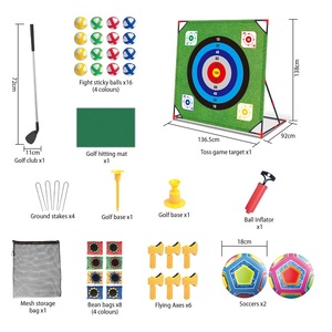Juego de Golf con Tapete de Putting, 16 Pelotas Adhesivas, 8 Bolsas de Frijoles, 6 Palos, 2 Balones de Fútbol, Juego de Golf Adhesivo 4 en 1 - Product Image 3