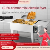 Freidora eléctrica comercial de acero inoxidable de 3000W, temperatura constante automática, cilindro simple/doble, hamburguesa, pollo frito
