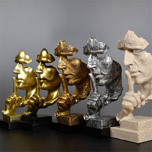 Estatua de Resina 'El Silencio es Oro', Escultura Abstracta Nórdica, Figurita Decorativa para el Hogar, Arte Moderno, Oficina, Escritorio, Regalo de Inauguración de Casa 2020 - Product Image 1