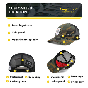 Custom Embroidered Logo 6 Panel Men Trucker Hats Personalised <strong>Army</strong> Green Mesh Trucker <strong>Cap</strong> With 2 Side Stripe - Product Image 6