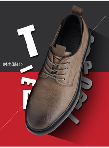 Zapatos Casuales de Negocios de Cuero Genuino para Hombre, Ligeros, Transpirables, Antideslizantes, con Suela de Goma, con Cordones, para Oficina y Trabajo - Product Image 6
